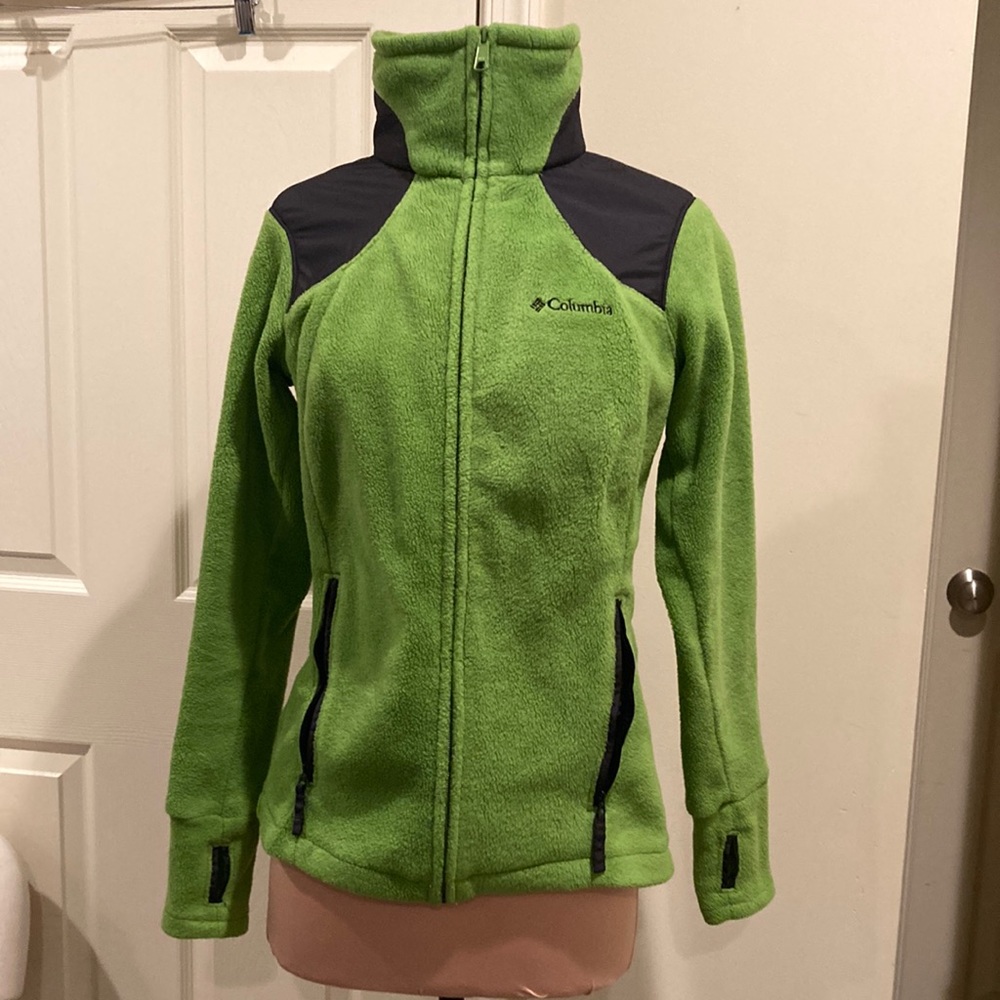 Columbia fleece jacket, green/gray, Sz S